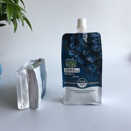 铝箔吸嘴袋自立袋 山东厂家供应食品密封液体吸嘴包装袋 蓝莓果汁铝箔袋