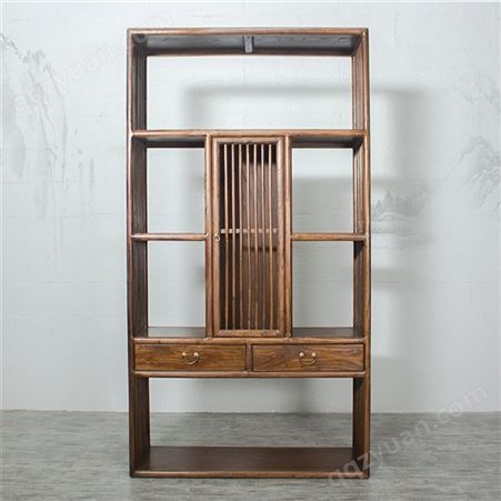 新中式老榆木架 实木书架办公展示柜 客厅摆件多宝阁置物架