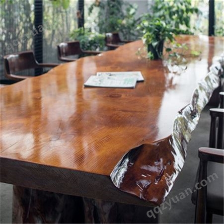 原木桌椅 新中式实木大板茶桌 原木整板自然边大板茶桌
