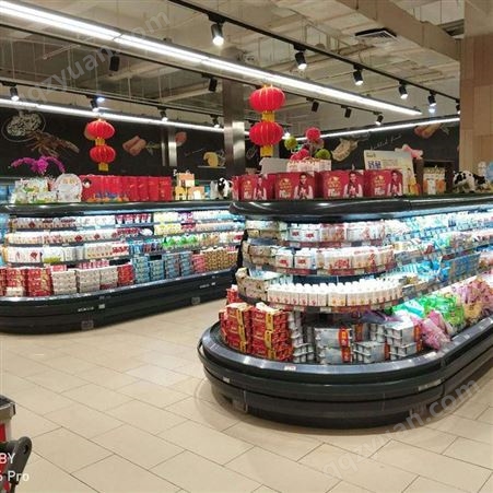 雪迎SMD圆弧环岛柜 商用超市商场水果酸奶冷藏展示柜 弧形环岛展示柜