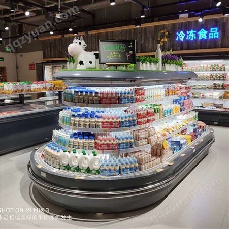 雪迎SMD圆弧环岛柜 商用超市商场水果酸奶冷藏展示柜 弧形环岛展示柜