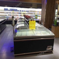 超市鲜肉海鲜组合岛柜 商用蔬菜冰柜超市冷柜大容量雪迎岛柜