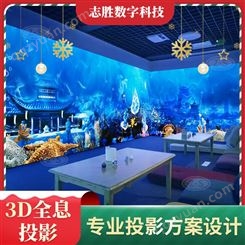 生日圣诞主题墙面投影 海洋流水背景墙 全息互动感应地墙面投影