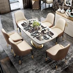 鼎富酒店餐桌椅子别墅饭桌子长方形大理石餐桌家用DF-075