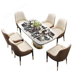 鼎富DF121酒店餐桌椅子别墅饭桌子长方形大理石餐桌家用