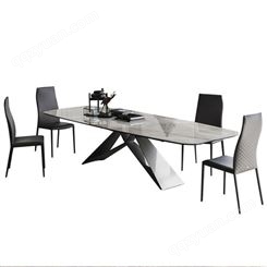 鼎富DF037北欧大理石餐桌椅组合意式极简长方形吃饭桌子