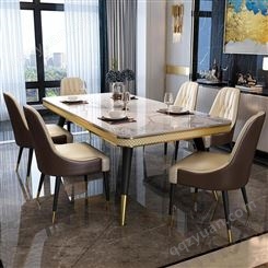 鼎富大理石餐桌椅组合小户型长方形家用吃饭桌子 6人餐台DF-577