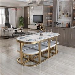 鼎富金属 DF510岩板餐桌椅组合 家用小户型大理石饭桌现代轻奢省空间