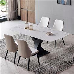 鼎富 意式极简岩板餐桌椅组合 客厅长方形饭桌