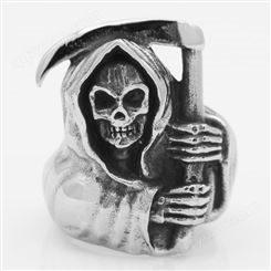 欧美朋克嘻哈首饰定制 不锈钢钛金属巫婆戒指 饰品来图来样加工
