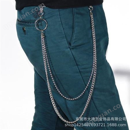 酷帅嘻哈裤链 广东厂家销售钥匙扣式腰链 男士街头搭配链条现货批发