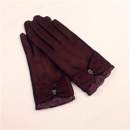 东弘生产 加绒冬季手套 麂皮绒手套 女麂皮加厚手套