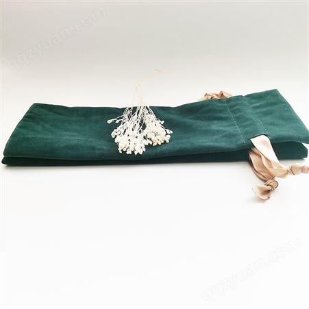 绒布袋厂家直供长款绒布袋 墨绿色绒布束口拉绳袋
