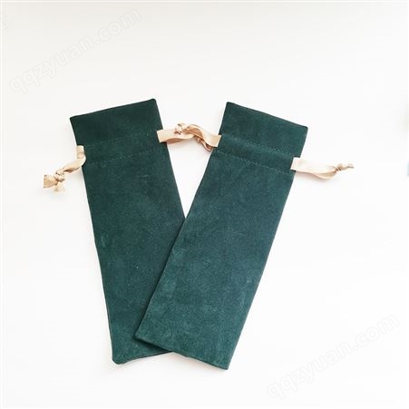 绒布袋厂家直供长款绒布袋 墨绿色绒布束口拉绳袋
