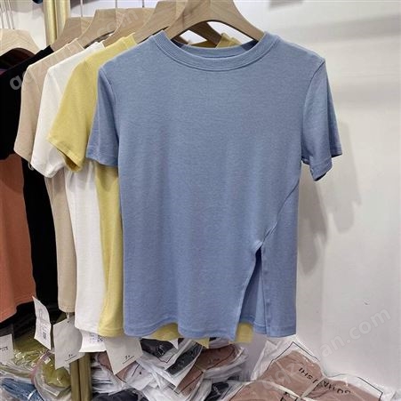 广州尾货T恤女装上衣地摊货纯棉短袖工厂夏季T恤