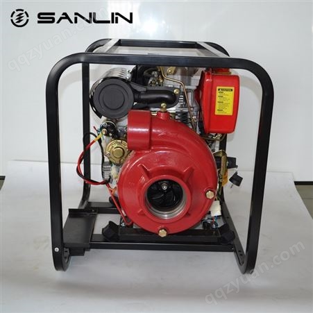 4寸柴油高压水泵电启动移动滚轮式大流量抽水机SL40