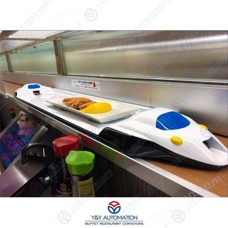 室内落地式自动化微型列车送餐装置 广州昱洋机械定制 无人快速送餐稳定配送