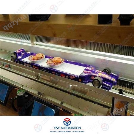 室内落地式自动化微型列车送餐装置 广州昱洋机械定制 无人快速送餐稳定配送