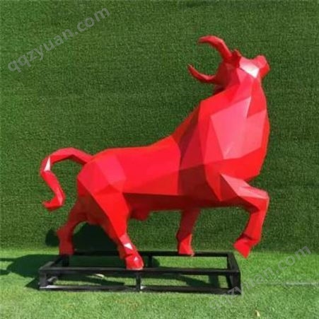 不锈钢动物雕塑 不锈钢切面牛 镜面牛 户外景观园林摆件抽象镜面动物雕塑