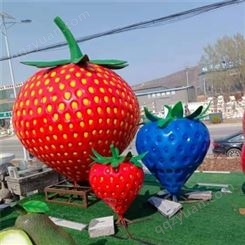 玻璃钢雕塑 玻璃钢卡通水果雕塑 草莓之乡户外仿真草莓