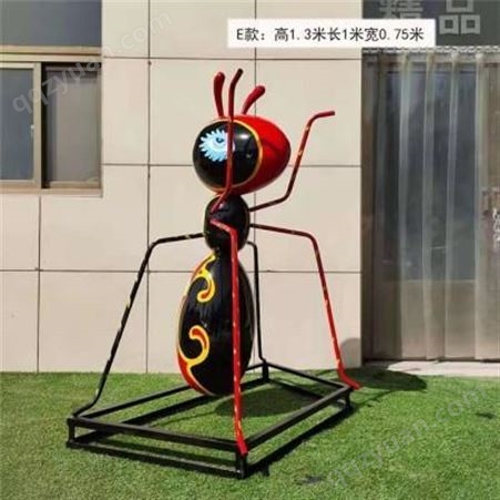 不锈钢动物雕塑 不锈钢彩绘蚂蚁雕塑 卡通蚂蚁雕塑