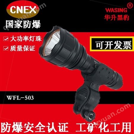 强光手电筒LED可充电化工厂加油站带防爆证华升黑豹WFL-501/503