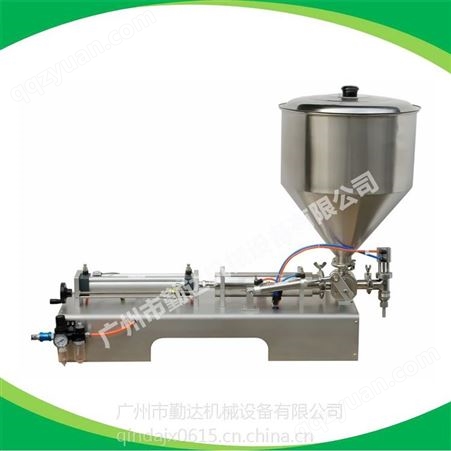 供应Qinda 可调气动半自动膏体酱料灌装机 卧式膏体灌装机