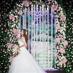 松涛仿真花墙设计 拱门花墙仿真花植物墙婚礼装饰假花厂家