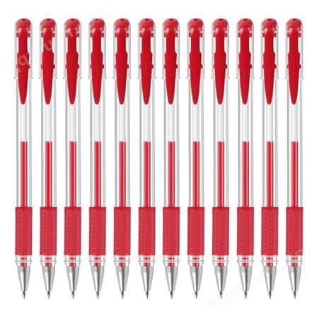 迅想 0.5mm经典办公碳素笔中性笔水笔签字笔 学生文具 弹头红色12支/盒3979