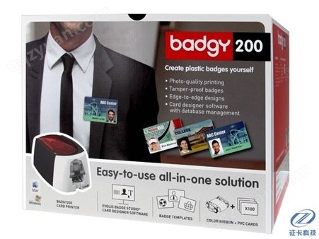 evolis证卡打印机佰吉badgy100员工卡打印机标牌机质保卡打印机