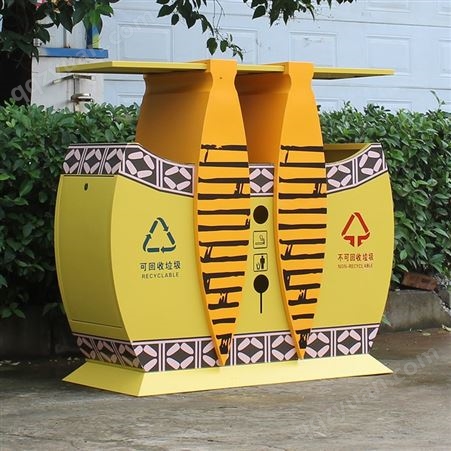 创意新款景区垃圾桶古典中式街道垃圾箱镀锌板两分类垃圾桶果皮箱