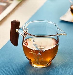 木把公道杯  加厚耐热茶漏   过滤茶海   玻璃分茶器  功夫茶具