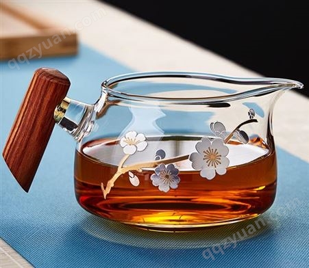 木把公道杯  加厚耐热茶漏   过滤茶海   玻璃分茶器  功夫茶具