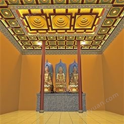 中式古建寺庙集成吊顶 佛堂彩色3D立体浮雕彩绘艺术天花板