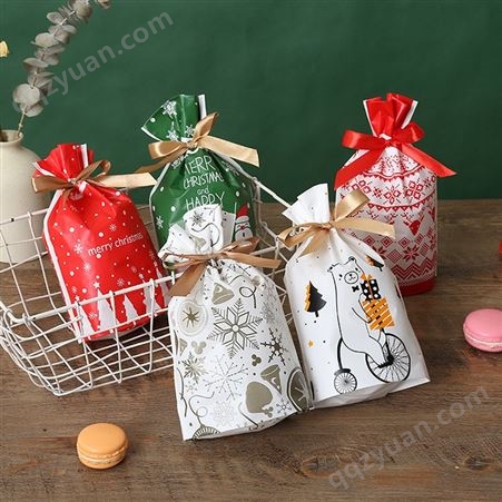 圣诞节糖果包装袋 创意零食个性束口抽绳袋  点心袋自封袋