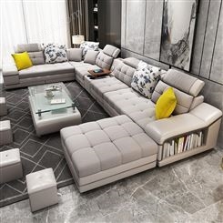 北欧布艺沙发小户型客厅组合简约现代科技布轻奢三人皮布沙发家具