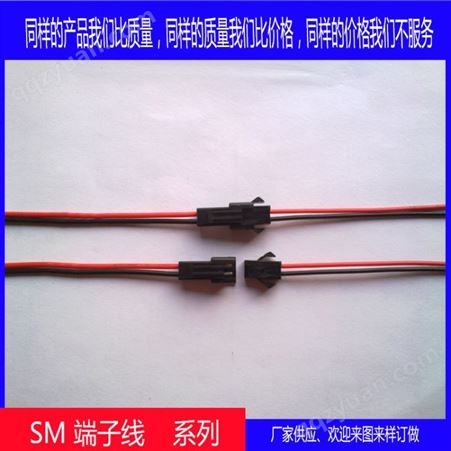 SM公母对插红黑双并线电源线SM端子线空中对接SM2P公母对接端子线