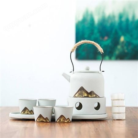 颜色釉山丘陶瓷茶具套装 家用禅意日式简约茶具套装 厂家礼品定制
