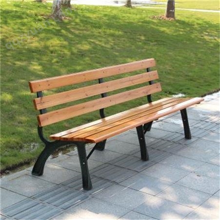 户外公园椅子  实木防腐   靠背椅铸铁  排椅长凳