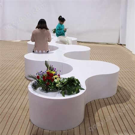 商场玻璃钢休闲座椅商业美陈室内外公共区域创意花盆拼接座椅组合