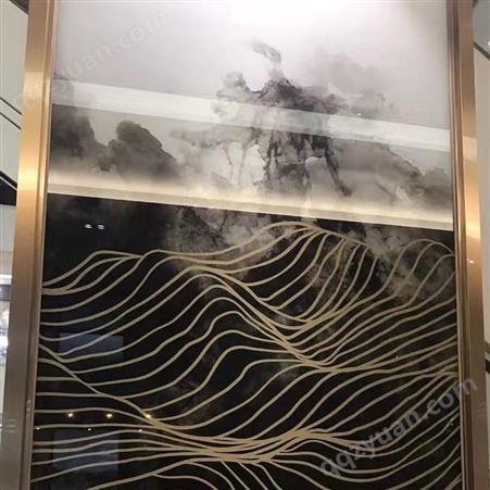国画水墨山水画 餐厅客厅办公室隔断玻璃 隔断玻璃幕墙工程