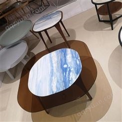 方形茶色玻璃桌 家具玻璃 简约现代玻璃茶几桌几工艺艺术玻璃