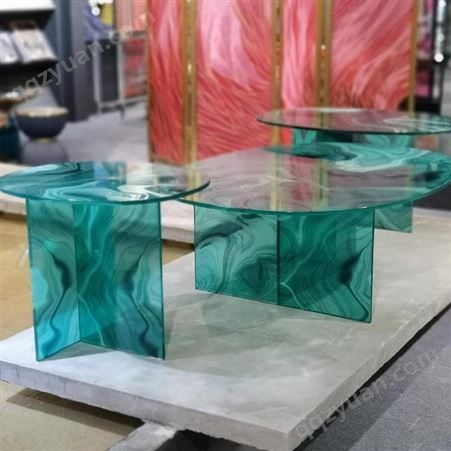 北欧钢化玻璃 办公桌餐桌 现代透明简约玻璃台面 网红小茶几 来图定制 格美特
