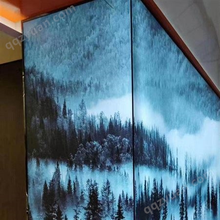幕墙玻璃 水墨画夹丝玻璃 格美特超长超宽钢化玻璃 风景花鸟人文图案可选择定制 优良材质