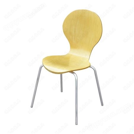 广东工厂批发供应多层板贴防火板椅面不锈钢脚架可叠放弯曲木餐椅
