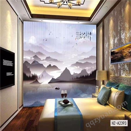 星与辰_中式3D数码印花纱_星级酒店餐厅定制中式布艺窗纱